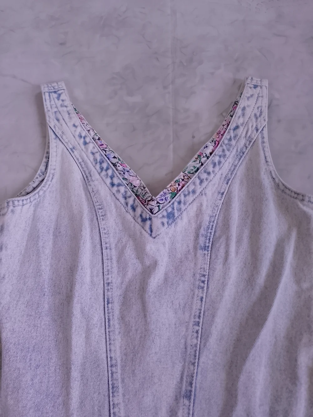 Vintage 80s 90s Acid Wash  Floral Ruffle Mini Short Dress - Picture 7 of 12